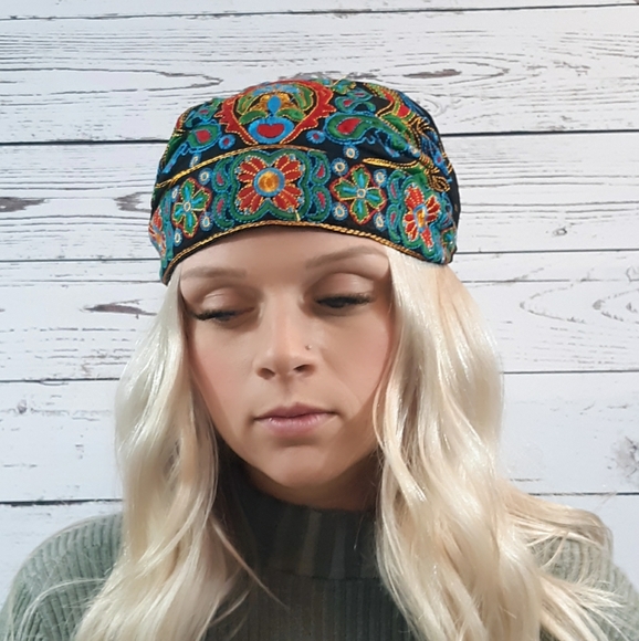 Bohemian BOHO head wrap, scarf, head wrap, Black - Picture 1 of 6